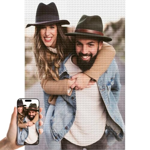 5D-Diamantmalerei zum Selbermachen, personalisierte Diamant-Kunst-Sets vom Foto, runder Bohrer, Heimdekoration, Geschenke für Erwachsene (25 x 35 cm) von Lousrion