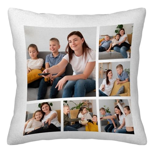 Kissenbezug mit Fotocollage, personalisierbar, für Sofa, Couch, Bett, Stuhl, Geschenk für Familie, Freunde zum Geburtstag, Weihnachten, Valentinstag von Lousrion