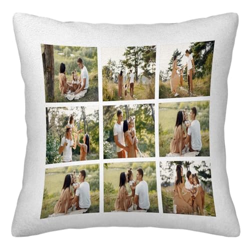 Lousrion Kissenbezug mit Fotocollage, personalisierbar, für Sofa, Couch, Bett, Stuhl, Geschenk für Familie und Freunde zum Geburtstag, Weihnachten, Valentinstag von Lousrion