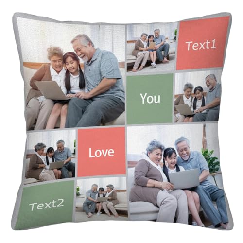 Personalisierter Kissenbezug mit Foto & Text – individuelle Bilder-Collage-Kissenbezug, Geschenk für Paare, Eltern, Freunde zum Jahrestag oder zu Weihnachten, Heimdekoration Personalisierter Kissenbezug mit Foto & Text – individuelle Bilder-Collage-Kissenbezug, Geschenk für Paare, Eltern, Freunde zum Jahrestag oder zu Weihnachten, Heimdekoration von Lousrion