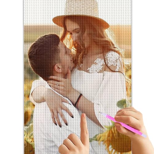 Personalisiertes Diamant-Kunstgemälde, individuelles 5D-Vollrundbohrer-Set für Erwachsene, erstellen Sie Ihre eigene Wandkunst, Heimdekoration (25 x 35 cm) von Lousrion