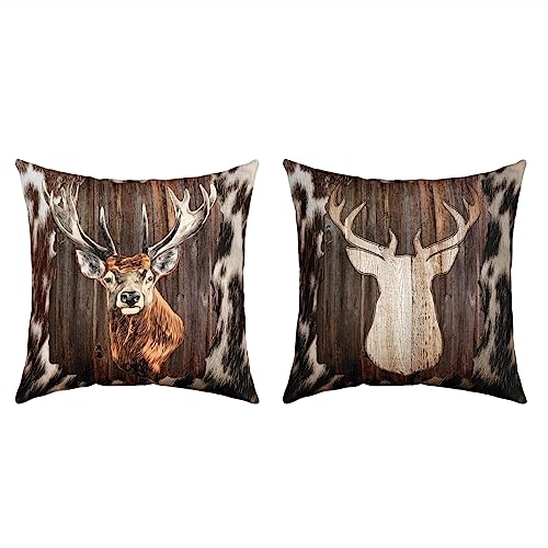 2er Set Kissenbezüge Hirsch Kissenbezüge 50x50cm Hirsch Jagd Kuhfell Dekokissen für Wohnzimmer Sofakissen Couchkissen Dekor Kissenbezug Umkehrbar Western Bauernhof Tier Haut Braun Dekor Kissenhülle 2er Set Kissenbezüge Hirsch Kissenbezüge 50x50cm Hirsch Jagd Kuhfell Dekokissen für Wohnzimmer Sofakissen Couchkissen Dekor Kissenbezug Umkehrbar Western Bauernhof Tier Haut Braun Dekor Kissenhülle von Loussiesd
