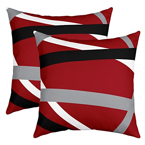 2er Set Kissenbezüge Moderne Kunst Kissenbezüge 45x45cm Geometrie Streifen Linien Dekokissen Zierkissenbezüge Kissenhülle Kissenbezug Umkehrbar Geometric Abstract Luxus Rot Weiß Grau Wurf Dekokissen von Loussiesd