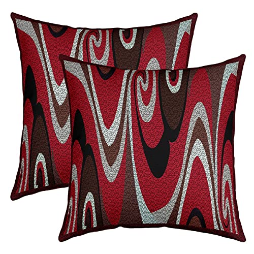 2er Set Kissenbezüge Streifen Linie Rot Grau Schwarz Kissenbezüge 50x50cm Weiche Geometrische Quadrat Dekokissen für Sofa Kissenhülle Geometrie Kissenbezug Sofakissen Couchkissen von Loussiesd
