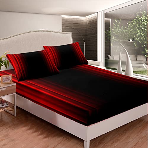 Abstrakte Ombre Spannbetttuch Kinder Jugendliche Schlafzimmer Dekor Spannbettlaken 90x200cm Rote und Schwarze Gradient Bettlaken Set Schlafzimmer-Dekor von Loussiesd