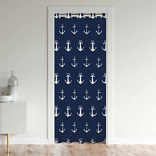 Anchor Türvorhang 132x203cm für Tür Privatsphäre Nautical Schrank Vorhang für Innentür Raumteiler für Schlafzimmer Wohnzimmer Ocean 30%-50% Zimmer Verdunkelung Schwarzout Isoliert thermisch Vorhang von Loussiesd