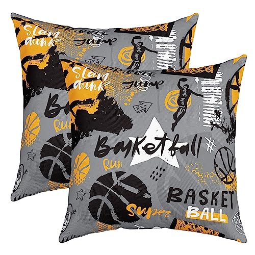 Basketball Kissenbezüge 45x45cm Kissenhülle 2er Set Kissenbezüge Weich Dekokissen Sports Basketball Kissenbezug Kissenhülle Basketball Tournament Kissenbezug Kissenhülle Grau Sofakissen Couchkissen von Loussiesd