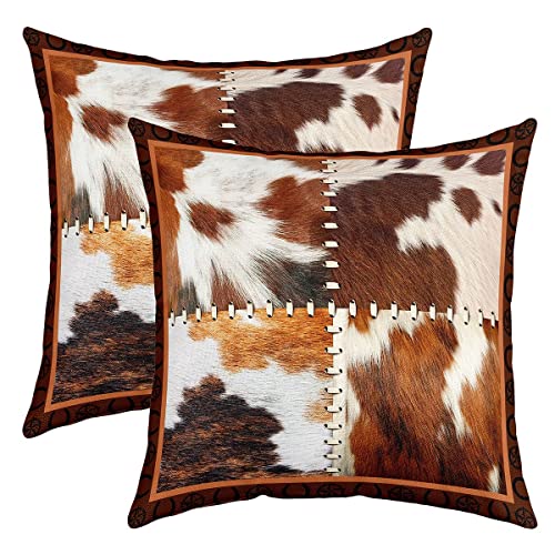 Bauernhaus Kuhfell Kissenbezüge 40x40cm 2er Set Kissenbezüge für Kuhfell Bedruckt Sofakissen Couchkissen Western Bauernhof Tier Haut Kissenbezug Kissenhülle Schlafzimmer Gitter Braun Weiß Dekokissens Bauernhaus Kuhfell Kissenbezüge 40x40cm 2er Set Kissenbezüge für Kuhfell Bedruckt Sofakissen Couchkissen Western Bauernhof Tier Haut Kissenbezug Kissenhülle Schlafzimmer Gitter Braun Weiß Dekokissens von Loussiesd