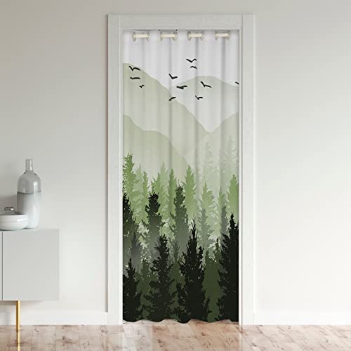 Berg Türvorhang 86x203cm für Tür Privatsphäre Wild Natur Baum Schrank Vorhang für Innentür Raumteiler für Schlafzimmer Wohnzimmer Grün Natürliche Isolierter Wärmevorhang Raumteiler Gardinen Vorhänge von Loussiesd