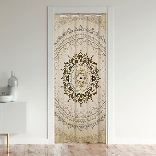 Boho Mandala Türvorhang 106x203cm für Tür Privatsphäre Kinder Böhmisch Style Zimmer Divider Vorhang Abdeckung für Hippie Mandala Schrank Vorhang für Innentür Raumteiler Gold Exotisch Floral Vorhang von Loussiesd