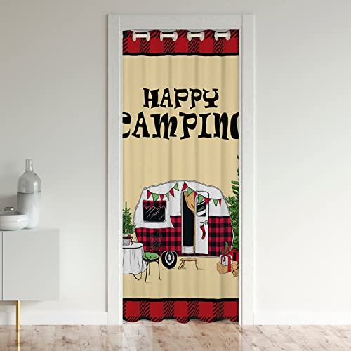 Camping Türvorhang 86x203cm für Tür Privatsphäre Kinder Wohnmobil Auto Vorhangs Weihnachten Baum Schrank Vorhang für Innentür Raumteiler Weihnachten Neues Jahr Plaid Grid Gelb Rot Schwarz Vorhang von Loussiesd