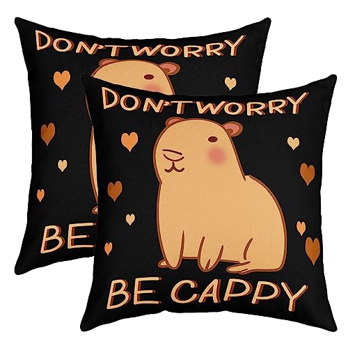 Capybara Kissenbezüge 40x40cm 2er Set Kissenbezüge Weich Cute Tier Kawaii Capybara Dekorative Dekokissen Lieblich Capybara Kissenbezug Kissenhülle Witzig Tier Thema Schwarz Sofakissen Couchkissen von Loussiesd