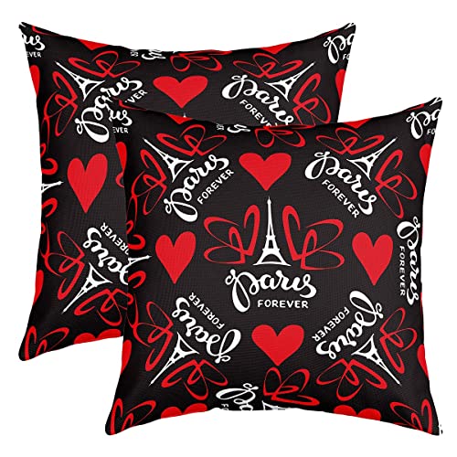 Eiffelturm Kissenbezüge 60x60cm 2er Set Kissenbezüge Weich Paris Romantisch Love Kissenbezug Kissenhülle Für Wohnzimmer Dekokissen Chic Valentines Dekorative Sofakissen Couchkissen für Sofa von Loussiesd