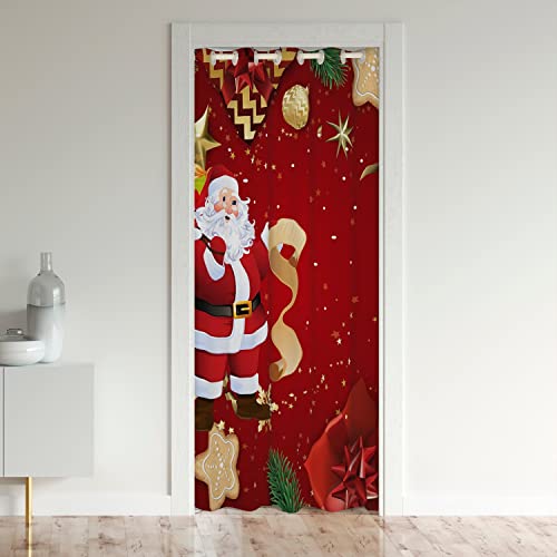 Frohe Weihnachten Türvorhang 106x203cm für Tür Privatsphäre Raumteiler Vorhang Abdeckung Santa Claus Drucken Raumteiler Vorhang Abdeckung Muster Zimmer Verdunkelung Schwarzout Vorhang Rot Vorhang von Loussiesd