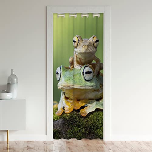 Frosch House Home Dekor Langlebig Türvorhang 86x203cm 30%-50% Raumverdunkelung Vorhang Welcome 3D Cute Tropical Froschs Vorhang für Innentür Raumteiler Grün Natur Weich Vorhang Wohnzimmer Wäscherei von Loussiesd