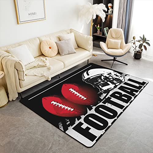 Fußball Dekor Teppich Outdoor Teppich 150x200cm Rugby Sport Wohnzimmer Teppiche für Balkon Garten Dekor Fußball Spiel Akzent Teppich Microfiber American Football Antirutsch Bereich Runner Teppich von Loussiesd
