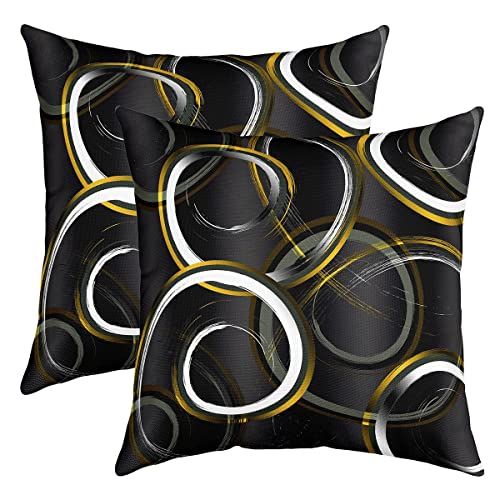 Geometrie Kissenbezüge 50x50cm für Couch Schlafsofa 2er Set Kissenbezüge Geometrischer Kreis Sofakissen Couchkissen Kissenhütte Moderne abstrakte Kunst Gelb Weiß Schwarz Kissenbezug von Loussiesd