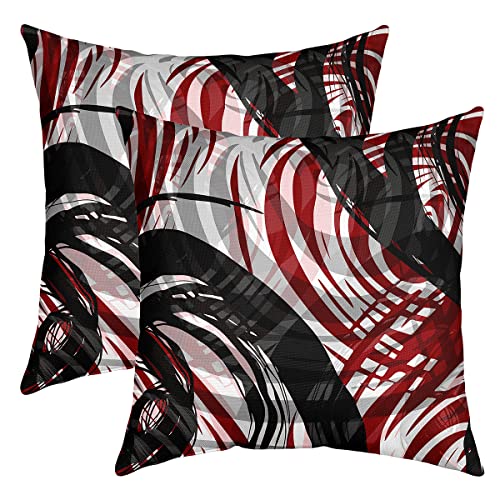 Geometrie Kreis Kissenbezüge 50x50cm 2er Set Kissenbezüge Weiche geometrische Streifen Linien Kissenbezug Kissenhülle Dekokissen Schwarz Rot Weiß Sofakissen Couchkissen für Sofa von Loussiesd