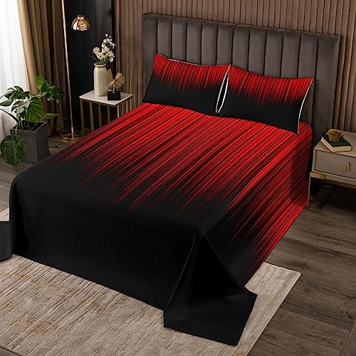 Geometrisch Abstract Ombre Dekorative Tagesdecke 170x210cm Weich Rot Schwarz Striped Quadratisch Steppdecke Kinder Wohndecke Modern Bettüberwurf Dekor Doppelbett Gesteppt mit 1 Kissenbezug 2Stück Geometrisch Abstract Ombre Dekorative Tagesdecke 170x210cm Weich Rot Schwarz Striped Quadratisch Steppdecke Kinder Wohndecke Modern Bettüberwurf Dekor Doppelbett Gesteppt mit 1 Kissenbezug 2Stück von Loussiesd