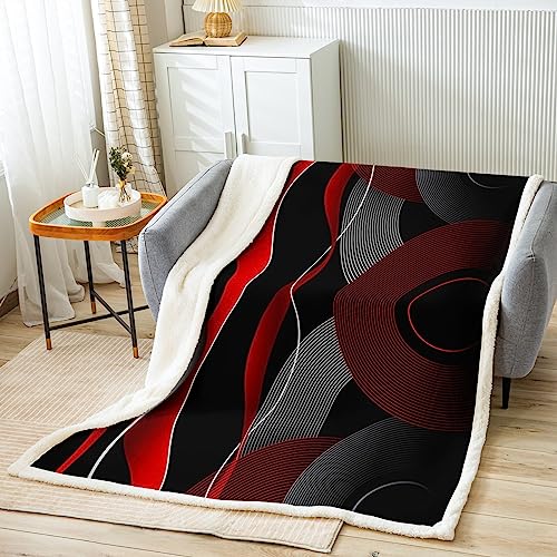 Geometrisch Kuscheldecke Kinder Rot Schwarz Weiß Wohndecke für Jungen Mädchen Geometrie Decke 75x100cm Atmungsaktiv Streifenlinie Flanell Fleecedecke Zimmer Dekor Modern Art Couchdecke von Loussiesd