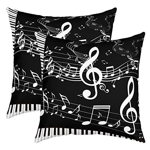 Gitarre Kissenbezüge 50x50cm Rock Musik Quadratisch Kissenhülle 2er Set Kissenbezüge Bett Sofa Couch Musikal Kissenbezug Dekor Dekokissen Gitarre Instruments Schwarz Weiß Sofakissen Couchkissen von Loussiesd