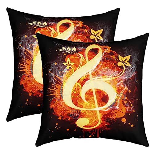 Gitarre Umkehrbar Kissenbezüge 40x40cm Rock Musik Quadratisch Kissenhülle 2er Set Kissenbezüge Bett Sofa Couch Musikal Kissenbezug Dekor Dekokissen Gitarre Instruments Flame Sofakissen Couchkissen von Loussiesd