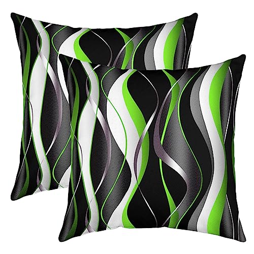 Grün Grau Schwarz Kissenbezug 55x55cm Geometrische Spirale Sofakissen Couchkissen für Sofa Bett Couch Abstrakte Kunst Kissenbezüge 2er Set Modern Luxus Kopfkissenbezug Zierkissenbezüge Kissen Fall von Loussiesd