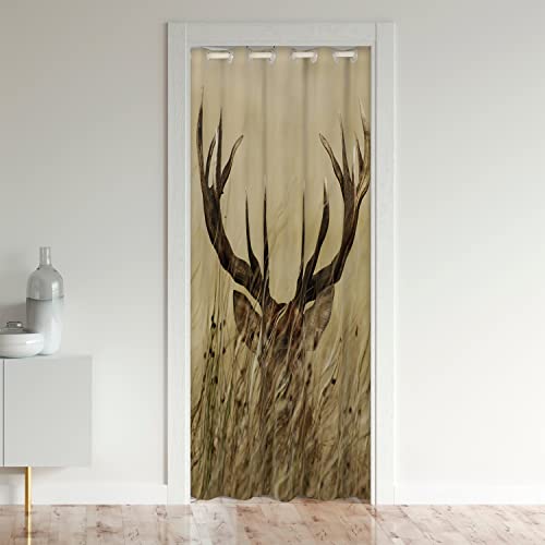 Hirsch Türvorhang 150x203cm für Tür Privatsphäre Wild Tier Jagd Schrank Vorhang für Innentür Raumteiler für Schlafzimmer Wohnzimmer Gardine Bauernhaus Isolierter Wärmevorhang Zimmer Divider Vorhang von Loussiesd