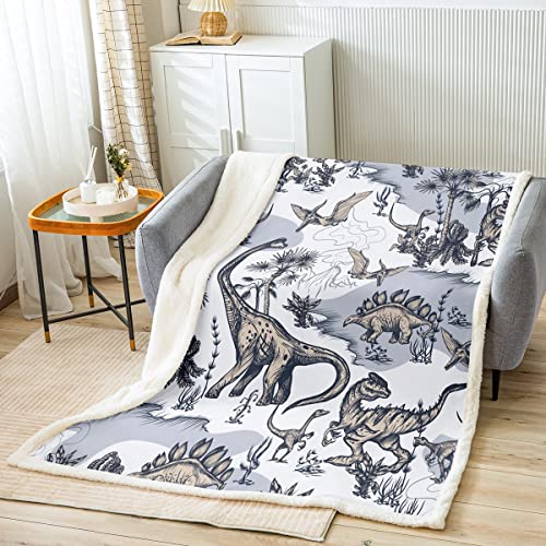 Jungen Decke Dinosaurier Fleece Wohndecke für Sofa Couch Bett Dschungel Dino Muster Kuscheldecke Wildlife Stil Plüsch Flanell Fleecedecke Wild Animal Room Decor 75x100cm von Loussiesd