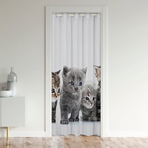 Kat Türvorhang 86x203cm für Tür Privatsphäre Katzen Drucken Vorhang Home Dekor Cute Kitten Grau Kat Liebesgeschenk 30%-50% Zimmer Verdunkelung Schwarzout Gardinen Raumteiler Vorhänge von Loussiesd