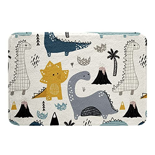 Kinder Dinosaurier Badematte 50x80cm Karikatur Dino rutschfest Badvorleger Kawaii Dschungeltiere Badezimmerteppich Set Geometrisch Weich Fleece Badteppiche Maschine Waschbar Multifunktionale von Loussiesd