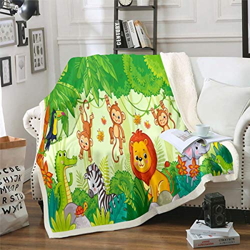 Kinder Karikatur Löwe Kuscheldecke Süße AFFE Giraffe Zebra Decke 75x100cm Zoo Tier Thema Wohndecke für Jungen Mädchen Schöne Tierwelt von Loussiesd