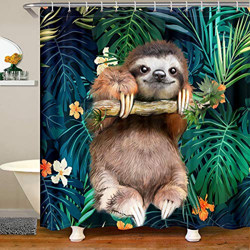 Kinder Niedliches Faultier Duschvorhang 180x210cm Karikatur Tier Badewanne Badvorhang Dekor für Mädchen Lustiges Fabeln Faultier Tropische Blätter Blumendruck Duschvorhang Textil Tier Naturthema Kinder Niedliches Faultier Duschvorhang 180x210cm Karikatur Tier Badewanne Badvorhang Dekor für Mädchen Lustiges Fabeln Faultier Tropische Blätter Blumendruck Duschvorhang Textil Tier Naturthema von Loussiesd