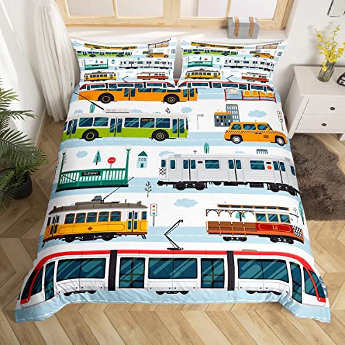 Kinder Tramcar Bettwäsche Set 135x200cm Cartoon Auto Bettbezug Set für Jungen Mädchen Schlafzimmer Dekor Verdrahtet Trolley Auto Betten Set Frauen Männer Vehicles Bettdeckenbezug Mit 1 Kussenbezug von Loussiesd