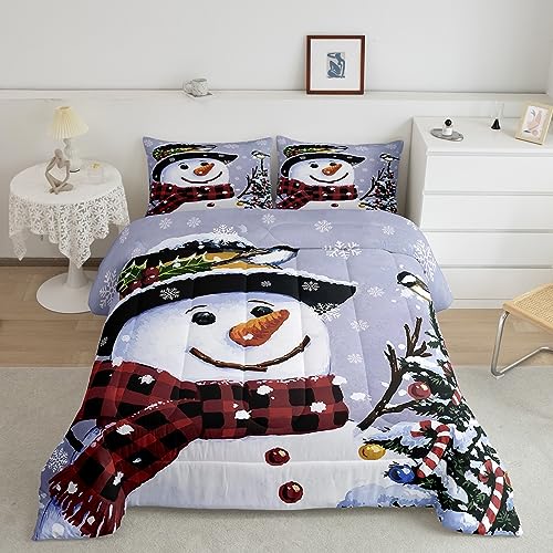 Kinder Weihnachten Thema Bettdecke 135x200cm Weihnachten Schneemann Steppbett für Jungen Mädchen Frohe Weihnachten 4-Jahreszeiten Bettdecke Komisch Niedlich Dekor Schlafzimmer Kollektion 2St von Loussiesd