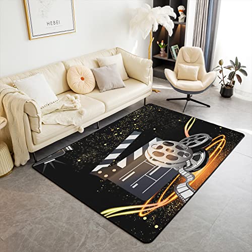 Kino Wohnzimmer Teppiche Film Theater Dekor Teppich, für Schlafzimmer Babyzimmer Vintage Cinema Film Theater Indoor Outdoor Teppich Weich Decor Old Fashion Golden Schwarz Wohnzimmerteppich 100x150cm Kino Wohnzimmer Teppiche Film Theater Dekor Teppich, für Schlafzimmer Babyzimmer Vintage Cinema Film Theater Indoor Outdoor Teppich Weich Decor Old Fashion Golden Schwarz Wohnzimmerteppich 100x150cm von Loussiesd