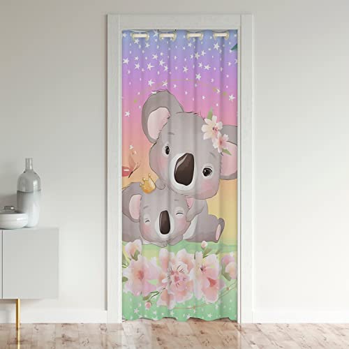 Koala Türvorhang 132x203cm für Tür Koala Floral Schrank Vorhang für Innentür Raumteiler Koala Zimmer Vorhang Tier Botanische Blüte Zimmer Vorhänge Gardine Wildtiere Natürliche Thema Rosa Vorhang von Loussiesd