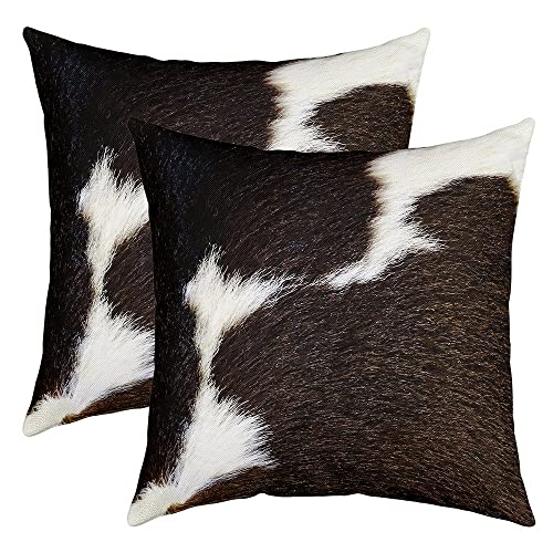 Kuhfell Kissenbezüge 40x40cm 2er Set Kissenbezüge Kuhfell Gedruckt Kissenbezug Kissenhülle Kissen Fall Western Bauernhof Tier Haut Weiß Schwarz Sofakissen Couchkissen für Sofa von Loussiesd