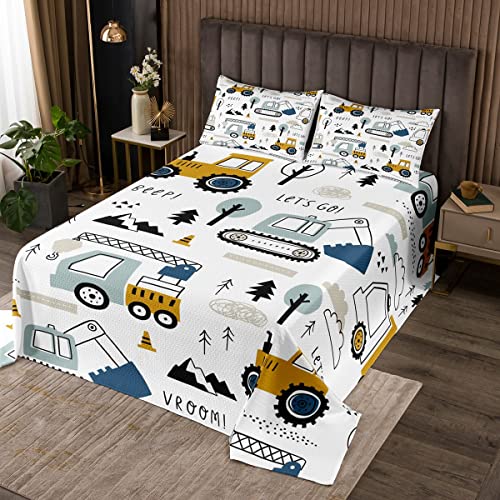 LKW Traktor Tagesdecke Kinder Teens Auto Bau Bettüberwurf Bagger Kran Zugmaschine Dekor Steppdecke 220x240cm Mädchen Jugend Schlafzimmer Dekor Karikatur Bagger Bettüberwurf Decke für Jugendliche von Loussiesd