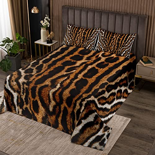 Leopard Drucken Steppdecke Damen Herren Safari Gepard Drucken Tagesdeck 220x240cm Wohndecke für Jungen Mädchen Schlafzimmer Wildkatze Tierfell Dekor Bettüberwurf Bauernhaus mit 2 Kissenbezug von Loussiesd