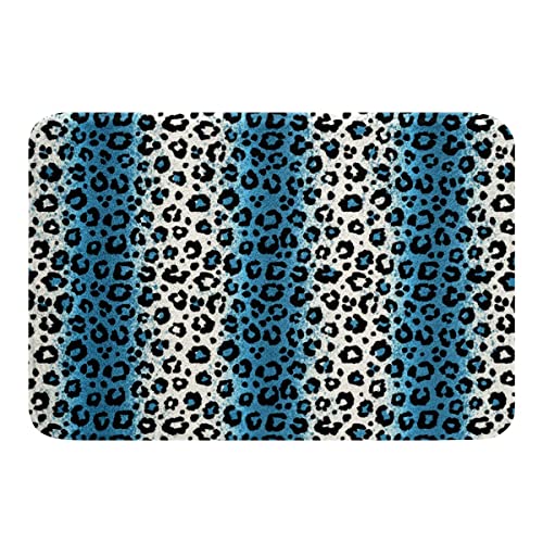 Leopard Drucken rutschfest Badezimmerteppich Afrika Gepard Drucken Badteppiche Safari Tierfell Muster Badematte 50x80cm Erwachsene Luxus Blau Schwarz Weiß Weich Zottelig Badvorleger Weiche von Loussiesd