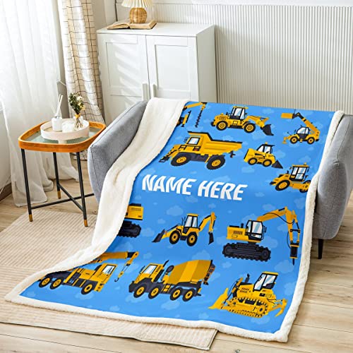 Loussiesd BAU Wohndecke Kinder Dump Truck Kuscheldecke für Jungen Mädchen Bagger Ausrüstung LKW Decke 75x100cm Personalisierte Benutzerdefinierte Personalisiert Zimmer Dekor Flanell Fleecedecke von Loussiesd