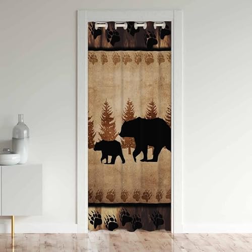 Loussiesd Bär Türvorhang 86x203cm Bauernhaus Cabin Wildtiere Schrank Türvorhang 30%-50% Schwarzout Raumverdunkelung Thermisch Isolierte Vorhängs für Türen Fenster Vorhänge Fensterbehandlungen von Loussiesd