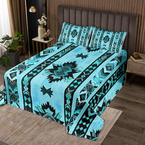 Loussiesd Blau Südwesten Tagesdecke 220x240cm Geometrische Bettüberwurf Tribal Native American Indian Design Exotic Style Doppelbett Gesteppt Streifen Linie Wohndecke mit 2 Kissenbezüge Loussiesd Blau Südwesten Tagesdecke 220x240cm Geometrische Bettüberwurf Tribal Native American Indian Design Exotic Style Doppelbett Gesteppt Streifen Linie Wohndecke mit 2 Kissenbezüge von Loussiesd