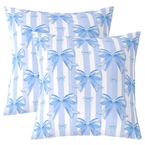 Loussiesd Blaue Bowknot 2er Set Kissenbezüge 45x45cm Träumende Prinzessin Weich Kissenhülle Mädchen Schlafzimmer Zimmer Dekor, Kawaii Geometrische Fliege Kissenbezug Nette Bow Girly Dekokissen Loussiesd Blaue Bowknot 2er Set Kissenbezüge 45x45cm Träumende Prinzessin Weich Kissenhülle Mädchen Schlafzimmer Zimmer Dekor, Kawaii Geometrische Fliege Kissenbezug Nette Bow Girly Dekokissen von Loussiesd