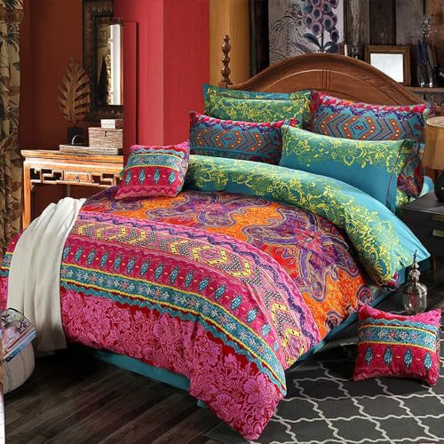 Loussiesd Bohemian Duvet Cover Set Boho Exotic Bedding Set Single Size Southwestern Bedspread Microfiber Bedding Cover Set Ethnic Butterfly Comforter Cover with 1 Pillow Shams Zipper 2 Pcs von Loussiesd