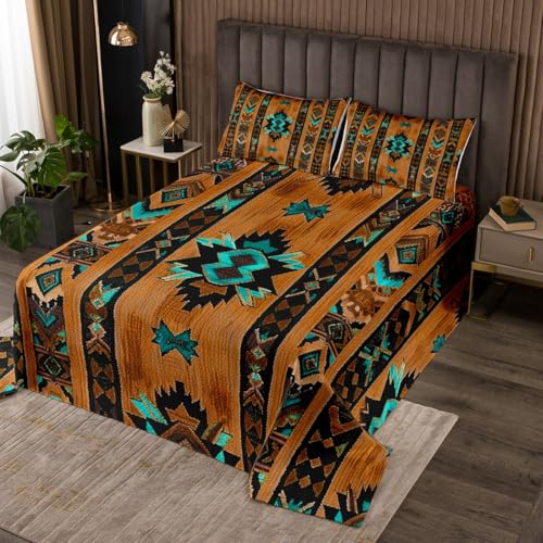 Loussiesd Braun Südwesten Tagesdecke 220x240cm Geometrisch Wohndecke Dekor Tribal Exotic Style Native American Indian Design Bettüberwurf Streifen Linie Wohndecke von Loussiesd