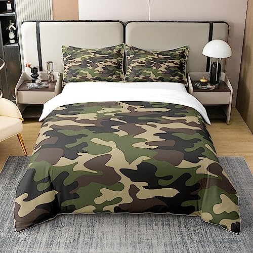 Loussiesd Camouflage 100% Baumwolle Bettwäsche Set Camo Bettbezug Set Military Style Teppiche Camouflage Drucken Grün Braun Betten Set 135x200cm Loussiesd Camouflage 100% Baumwolle Bettwäsche Set Camo Bettbezug Set Military Style Teppiche Camouflage Drucken Grün Braun Betten Set 135x200cm von Loussiesd