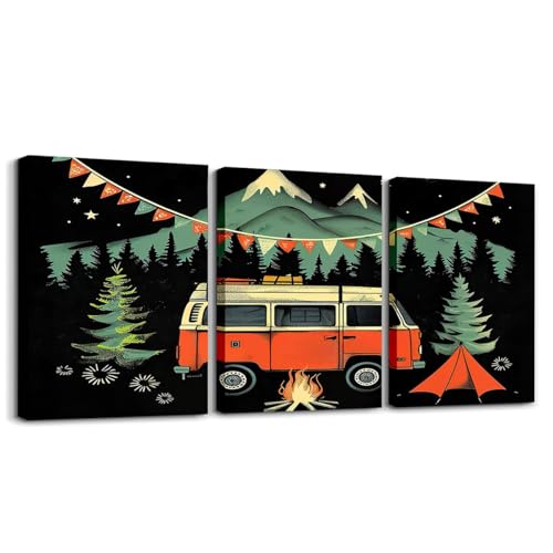 Loussiesd Camper Bild Leinwandbilder Glückliches Camping 3er Poster Set für Wohnzimmer RV Camping Baum Berg Feuerwehr Wandbilder Set für Schwarz Deko Bilder Loussiesd Camper Bild Leinwandbilder Glückliches Camping 3er Poster Set für Wohnzimmer RV Camping Baum Berg Feuerwehr Wandbilder Set für Schwarz Deko Bilder von Loussiesd