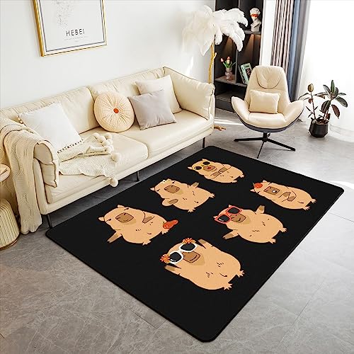 Loussiesd Capybara Teppich 150x200cm Karikaturisch Tier Wohnzimmer Teppiche für Küche Balkon Terrasse Garten Nette schöne Tier Thema Modern Teppich Kawaii Innenbodenmatte Schwarz Küchenteppich Loussiesd Capybara Teppich 150x200cm Karikaturisch Tier Wohnzimmer Teppiche für Küche Balkon Terrasse Garten Nette schöne Tier Thema Modern Teppich Kawaii Innenbodenmatte Schwarz Küchenteppich von Loussiesd